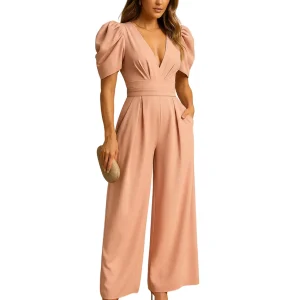 Women's Elegant Long Jumpsuit – Tailored Wide Leg Formal One-Piece